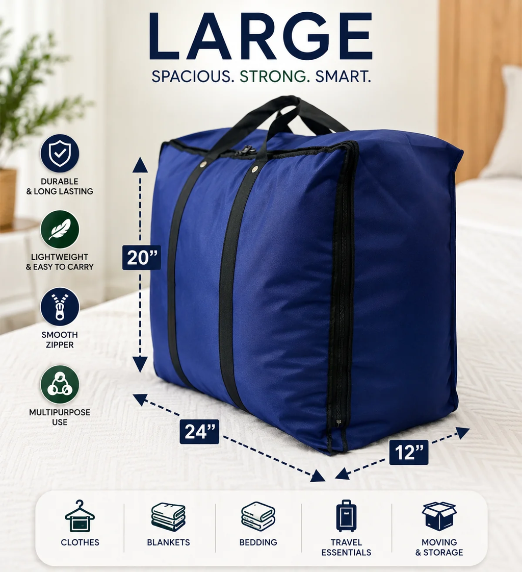Storage Bag Large - Blue | 24x20x12 inch | 120 GSM Non Woven